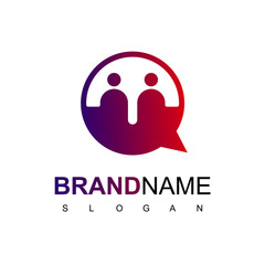 People Chat App Logo Design Vector In Isolated White Background