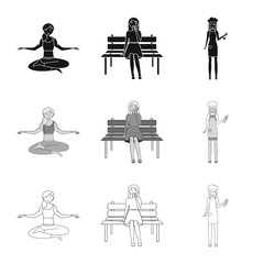 Vector design of posture and mood sign. Set of posture and female vector icon for stock.