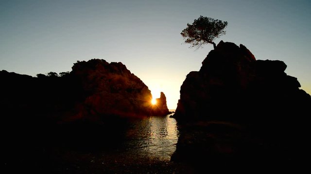 Sunrise in the small sea of Tossa de Mar