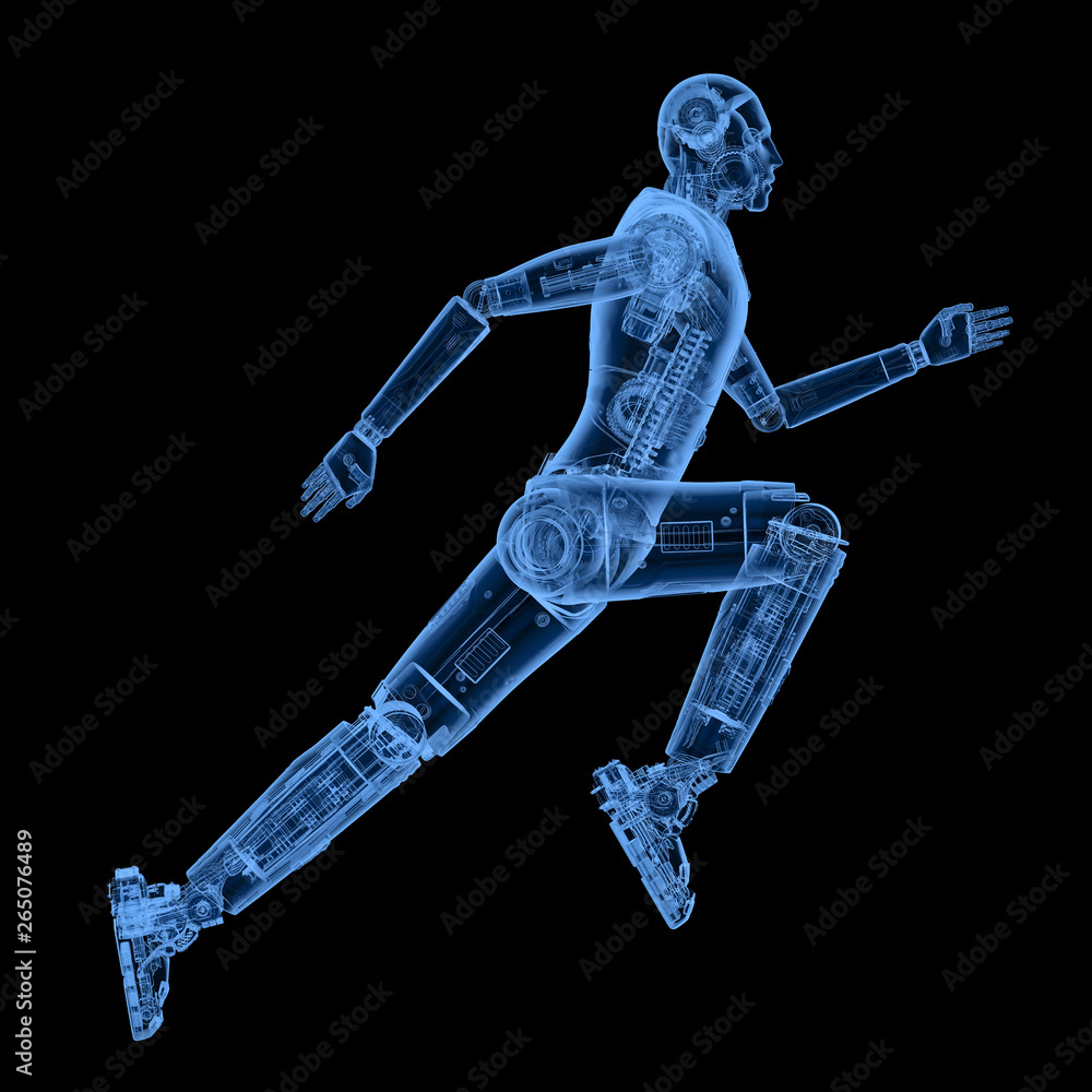 Poster x-ray robot running or jumping