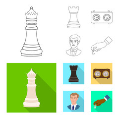 Isolated object of checkmate and thin icon. Collection of checkmate and target stock vector illustration.