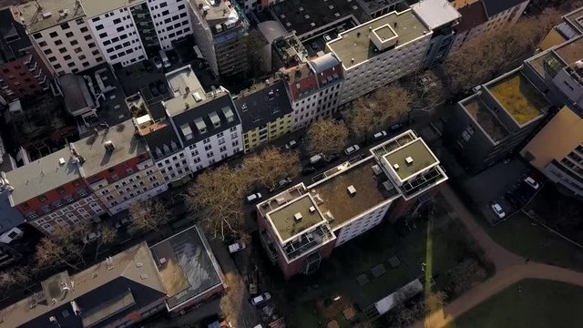 overhead shot of buildings and houses in Cologne, Germany