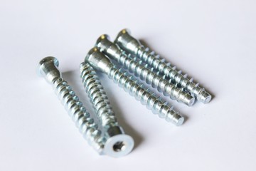 Screws on a white background