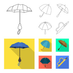 Isolated object of protection and closed icon. Set of protection and rainy stock vector illustration.