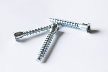 Screws on a white background