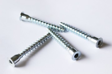 Screws on a white background