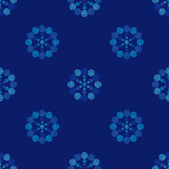 Naklejka na ściany i meble Polka dot seamless pattern. Mosaic of ethnic figures. Geometric background. Can be used for wallpaper, textile, invitation card, wrapping, web page background.