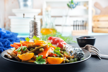 vegetables with chicken leg