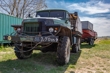 Fototapeta na wymiar Soviet track car Ural 375.