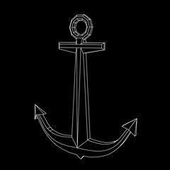 Nautical anchor. Vector outline illustration.