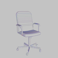 Striped Office chair. Vector contour illustration