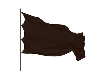 Blank black waving flag. Vector illustration.