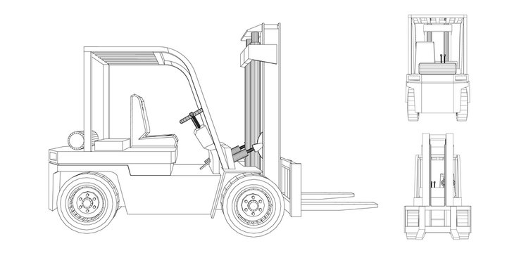 recommend clip art: Forklift truck. Isolated on white background. Vector outline illustration.