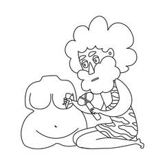 Vector illustration of man and primeval icon. Set of man and stone stock vector illustration.