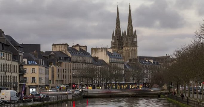 Hyperlapse of the beautiful cathedral Saint-Corentin, Quimper.