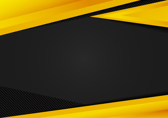 Abstract template yellow geometric triangles contrast black background. You can use for corporate design, cover brochure, book, banner web, advertising, poster, leaflet, flyer.