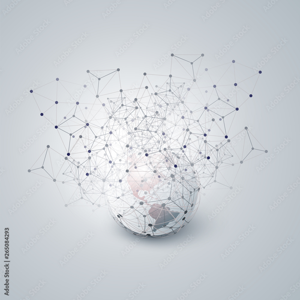 Poster cloud computing and global networks concept design with earth globe