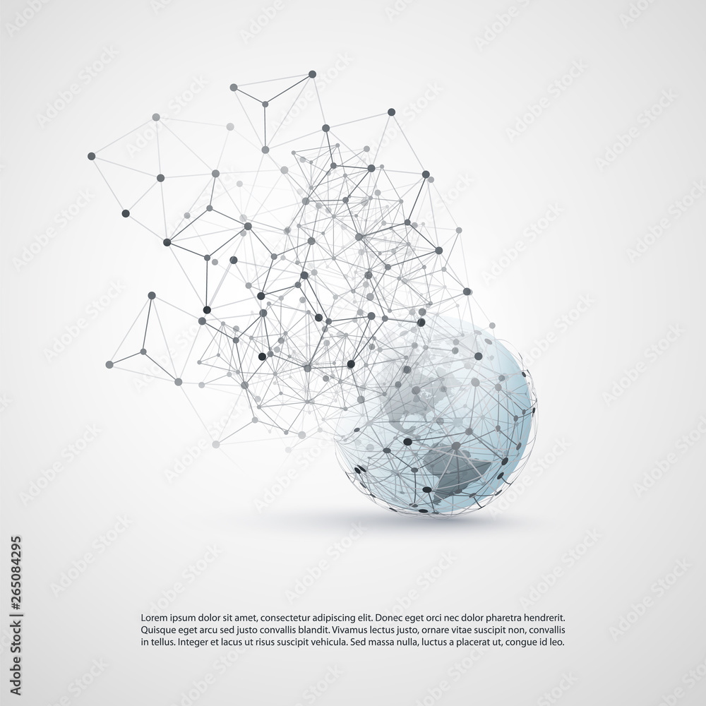 Poster cloud computing and global networks concept design with earth globe