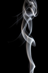 white smoke stream isolated on black