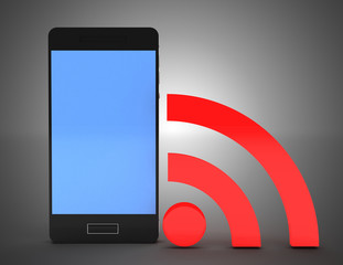 wifi network smartphone . 3d illustration