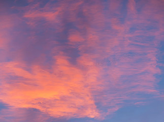 Fototapeta na wymiar Blue and red evening sky in Livigno, Italy.