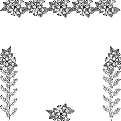 Vector illustration pattern of flower frame on a backdrop