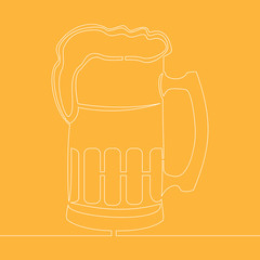 Continuous one line drawing beer glass icon