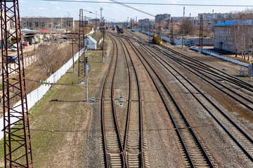 Railway junction with trains