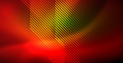 Neon glowing wave, magic energy and light motion background