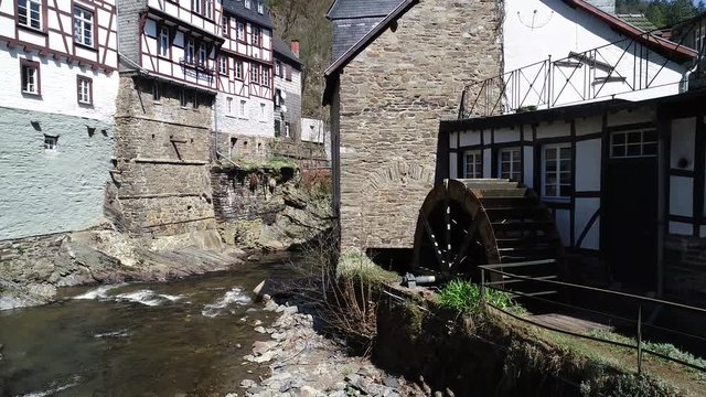 Eifel Monschau watermill droneshots 4k 2 clips