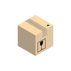 Cardboard corrugated box. Concept for cargo shipping. Isometric vector illustration isolated on white background.