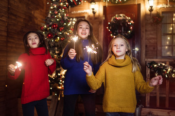 Kids with sparklers dancing