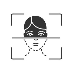 Face scanning process glyph icon