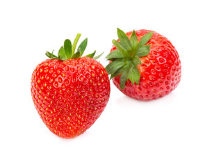 Ripe strawberries from the garden, isolated on a white background