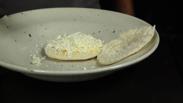 fill arepa traditional food venezuelan with margarine and cheese