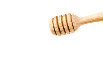 Honey dipper wood stick isolated on white background