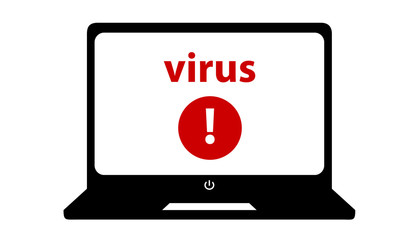 Laptop Screen And Virus Information - Vector Illustration - Isolated On White Background