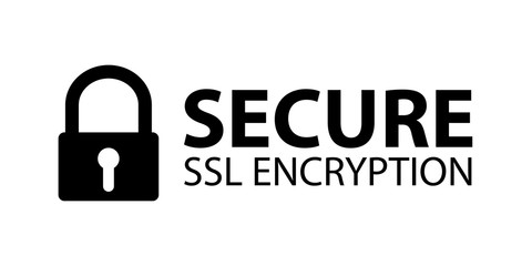Secure SSL Encryption Banner - Vector Illustration - Isolated On White Background