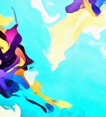 Abstract liquid oil waves of paint. Bright and warm crazy color mix. Marble effect. Digital painted artwork. Acrylic and watercolor design pattern. Great as prints and backdrops for unusual creative.