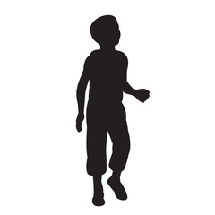 white background, silhouette of a dancing child boy