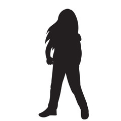vector, on a white background, silhouette of a dancing child girl