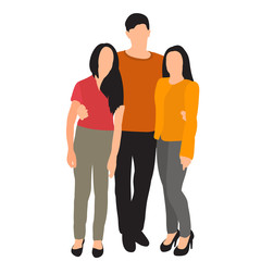 people in a flat style, without a face