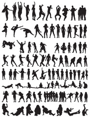 silhouette of dancing people set