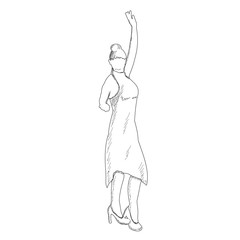 sketch of a girl dancing