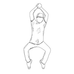 white background, freehand sketch of a man dancing