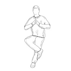white background, freehand sketch of a man dancing