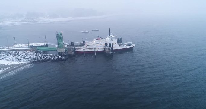 Birds eye view of the Governor Curtis docked
