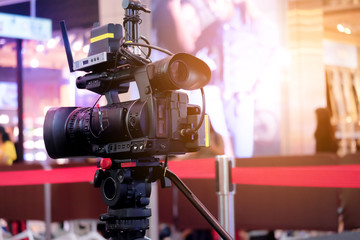 Fototapeta na wymiar Video camera recording at television broadcast events