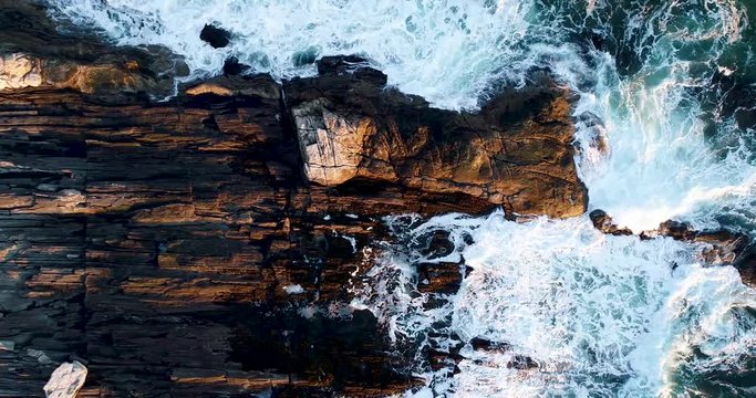 Zoom In view of the rocky shore of Curtis island lighthouse Camden Maine USA