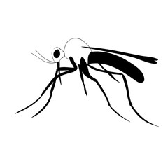 isolated black and white mosquito silhouette